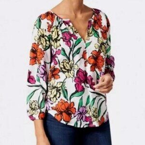 Roller Rabbit Lucy Jorales Iris Floral Top SIZE LARGE